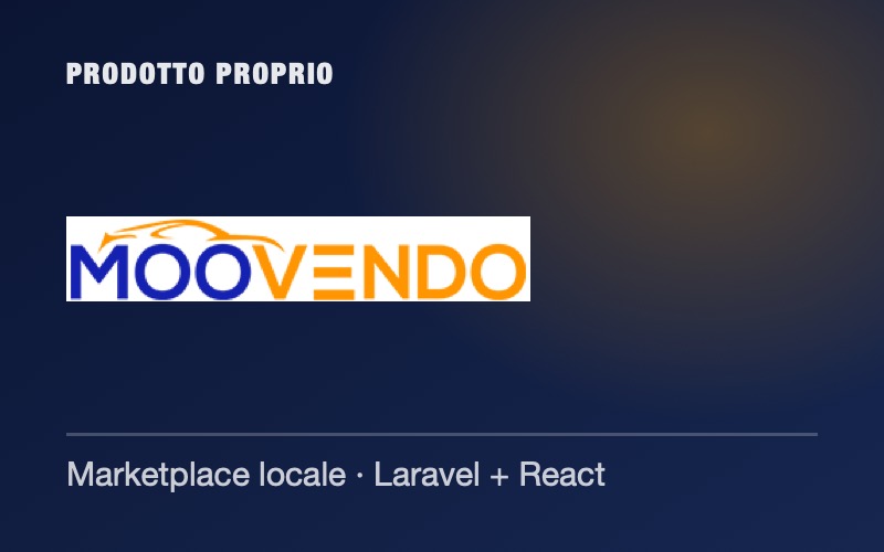 Logo Moovendo su fondo blu, con la dicitura marketplace locale.